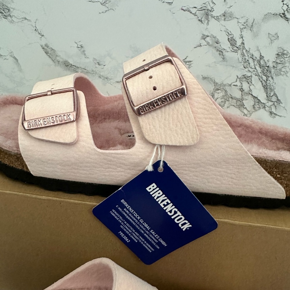 Birkenstock Arizona Shearling Lined Faux Fur Sandals Mules Women’s Size 11 42 - Picture 5 of 8